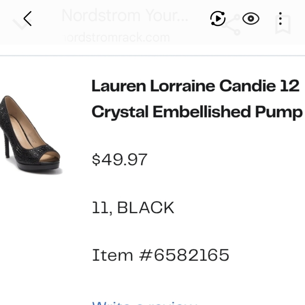 Lauren Lorraine Black CANCIE-12 Crystal Peep-Toe Heels SIZE 11  NEW WITH BOX